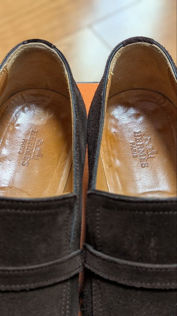 HERMES　エルメス　ダークブラウン スエード バックルローファー