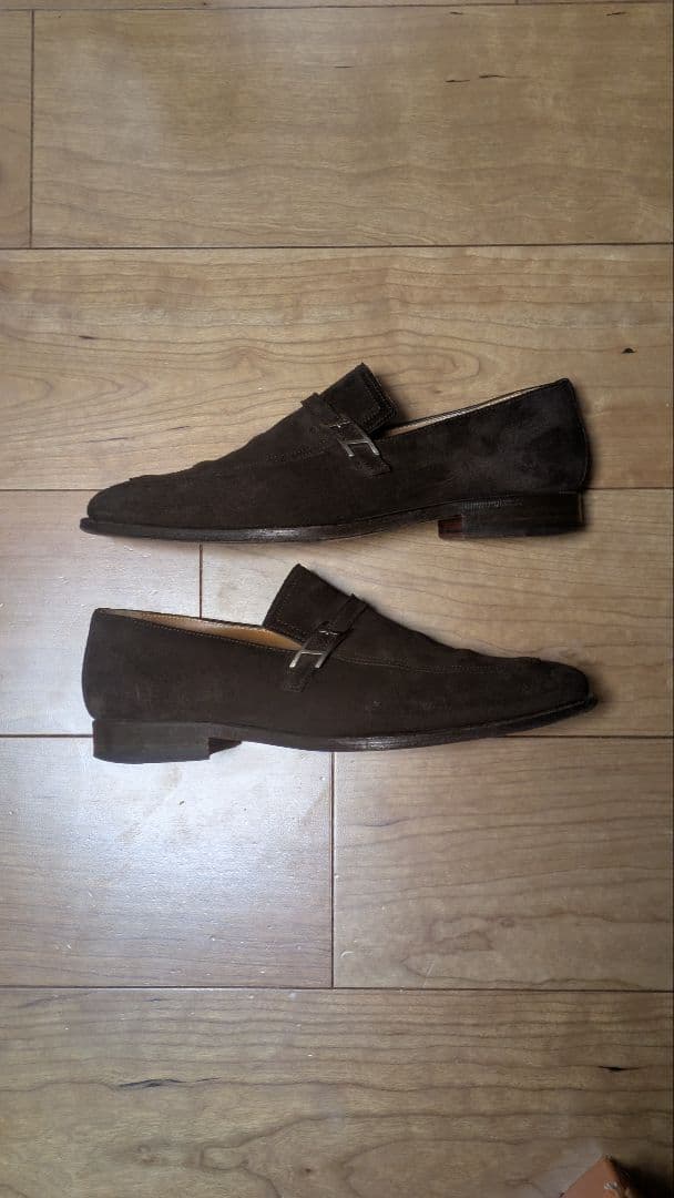 HERMES　エルメス　ダークブラウン スエード バックルローファー