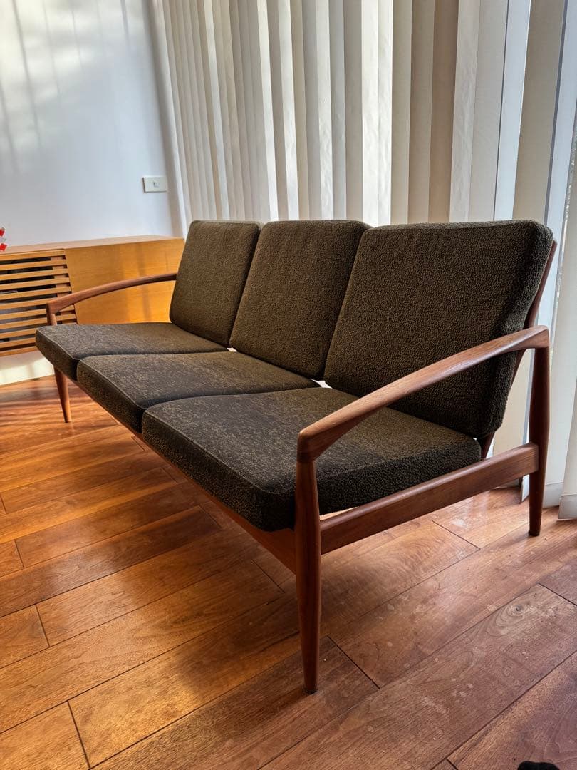 ペーパーナイフソファ　カイ クリスチャンセン　3人掛け　チーク材　宮崎椅子製作所