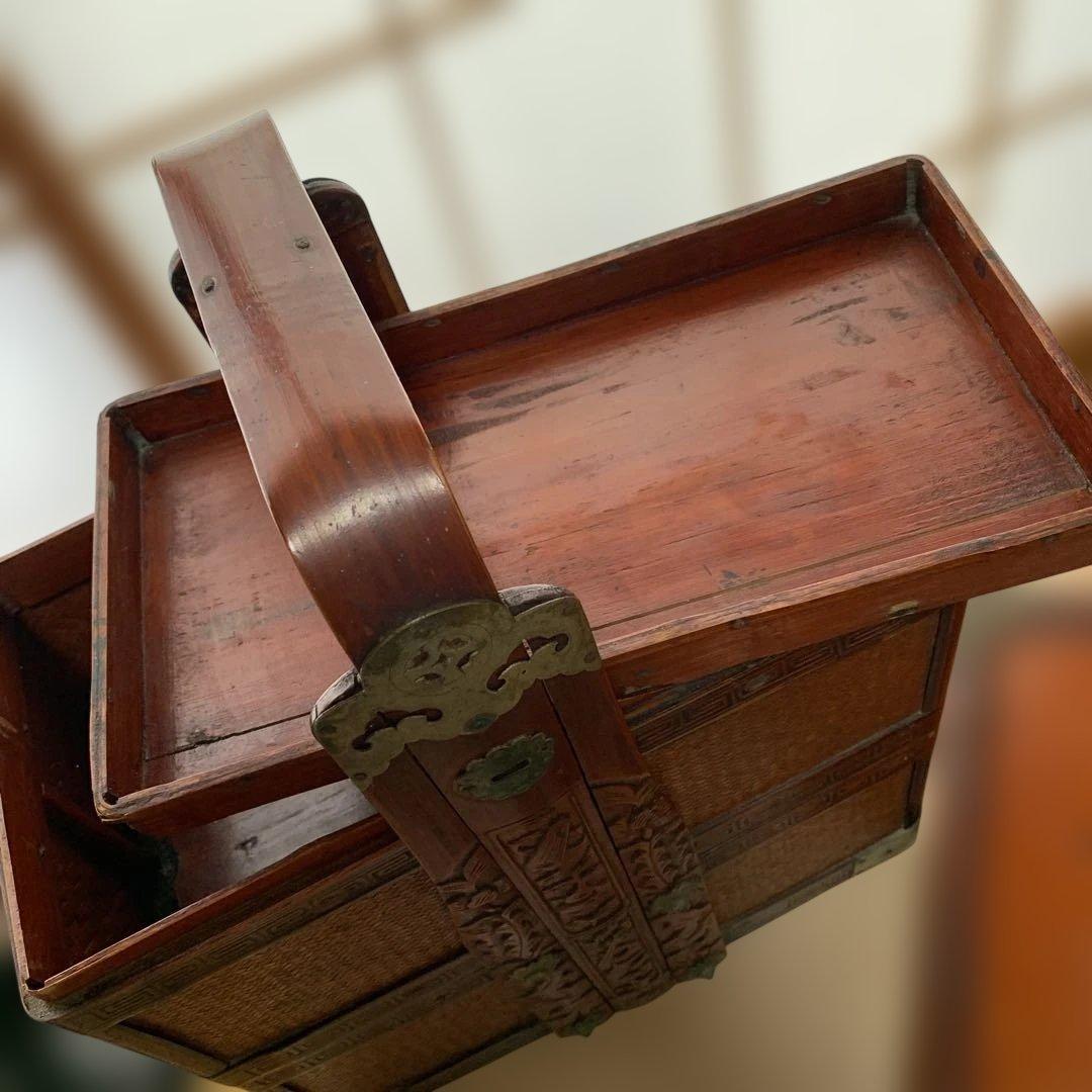 茶道具箱　煎茶道具箱　野点　茶道　日本の茶道具 茶収納箱　提藍ていらん　骨董品