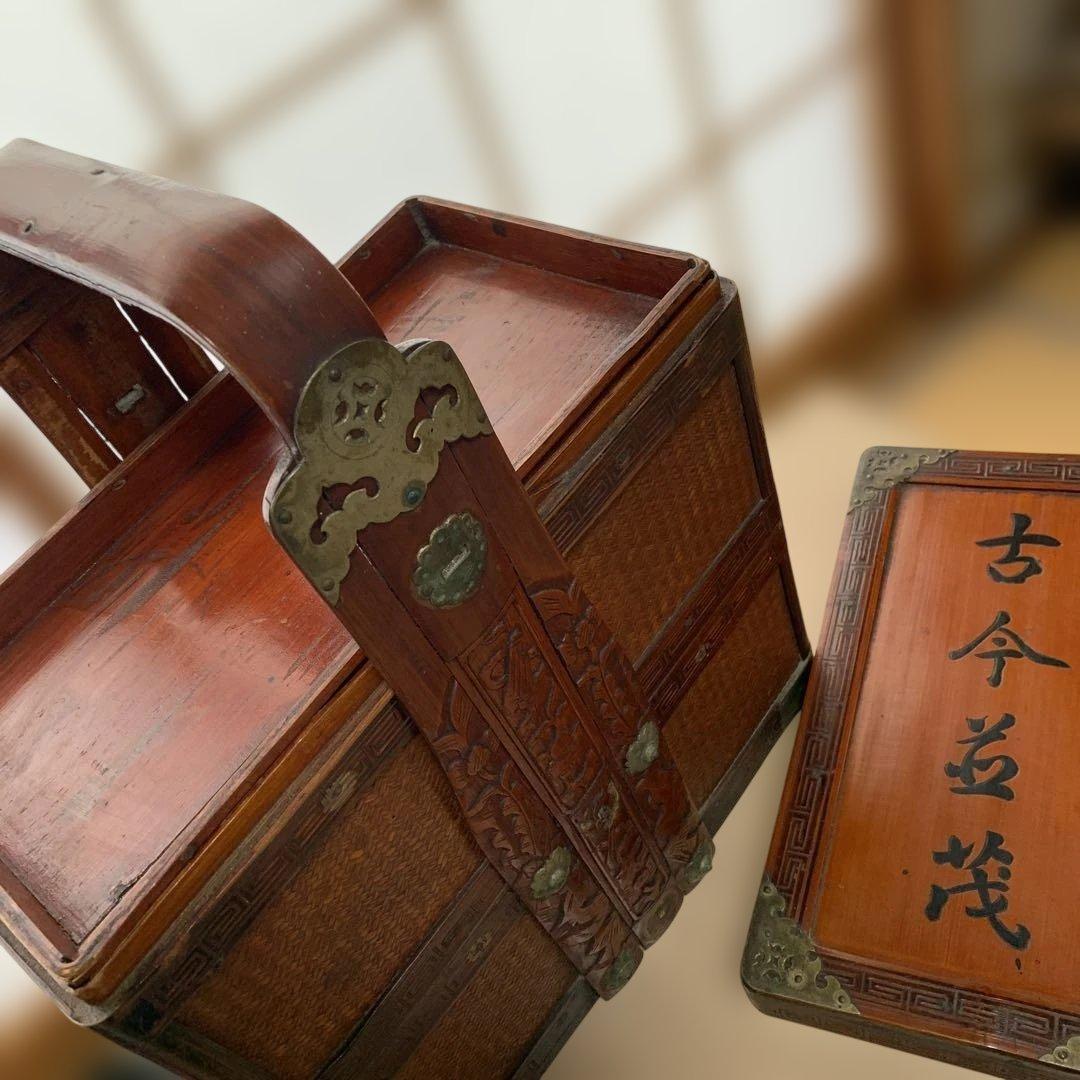 茶道具箱　煎茶道具箱　野点　茶道　日本の茶道具 茶収納箱　提藍ていらん　骨董品