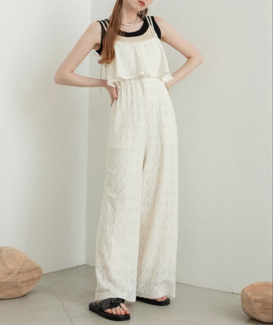 【hinari】総レースキャミロンパース