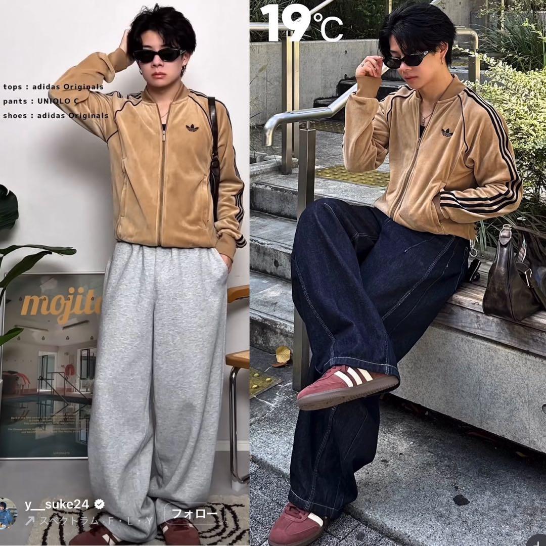 新品XL⭐️adidas アディカラー ブラウンベロア トラックトップ 風早ゆうた