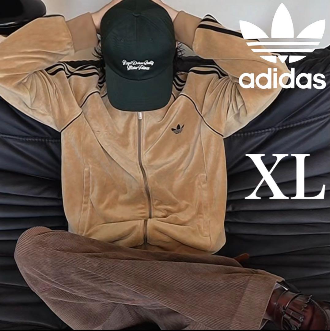 新品XL⭐️adidas アディカラー ブラウンベロア トラックトップ 風早ゆうた