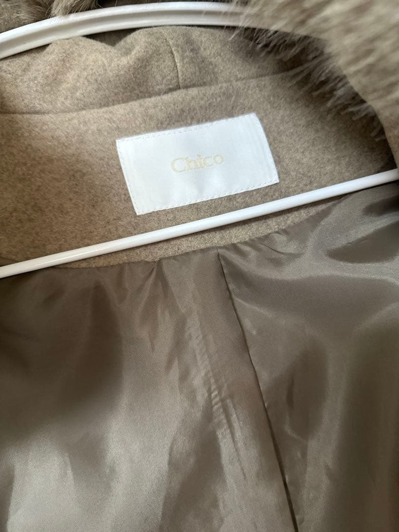 chico ファー襟ケープコート