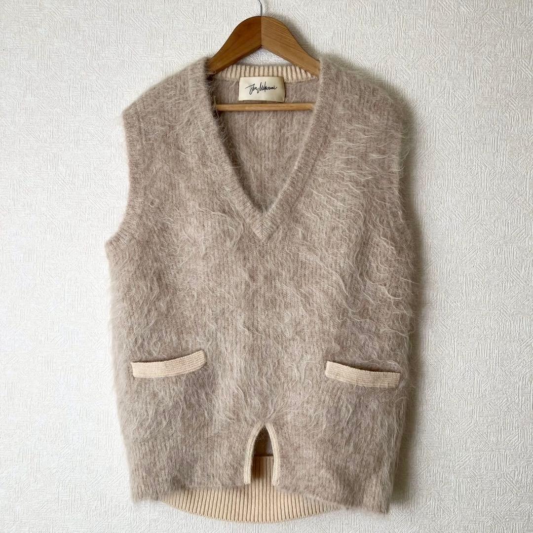 定価3.7万 JUN MIKAMI アルパカシャギー ニットベスト ベージュ