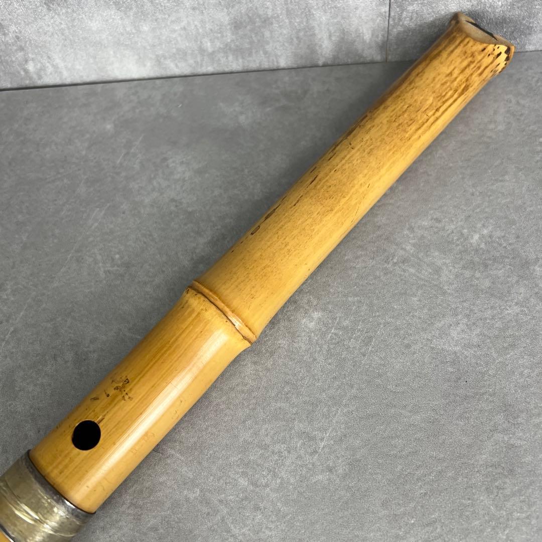 人気　尺八　琴古流　バチ型　銘あり　竹治　1印　1尺9寸　5孔　和楽器　真竹　漆