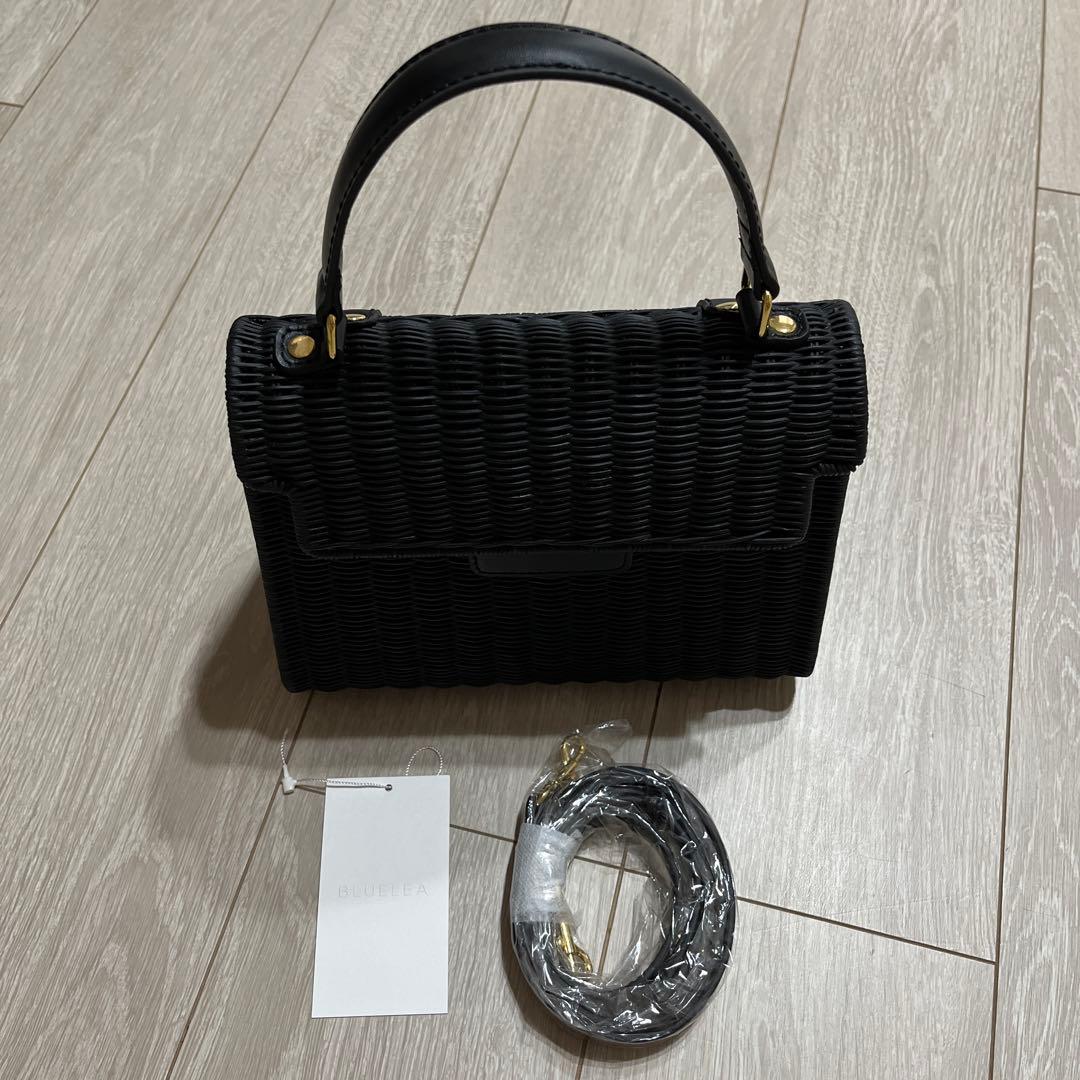 【新品】Bluelea レザーラタンバッグ Black