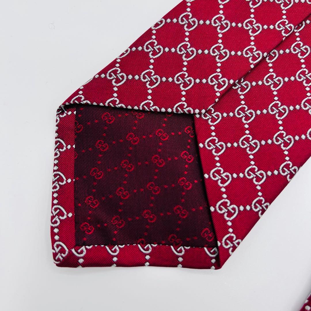 【美品】GUCCI バーガンディ GGパターン ネクタイ