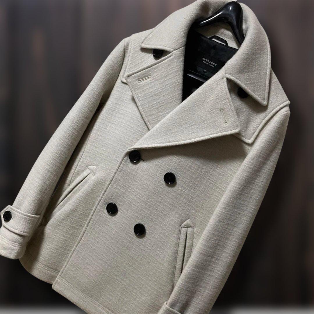 超美品 バーバリーブラック ピーコート ウールコート