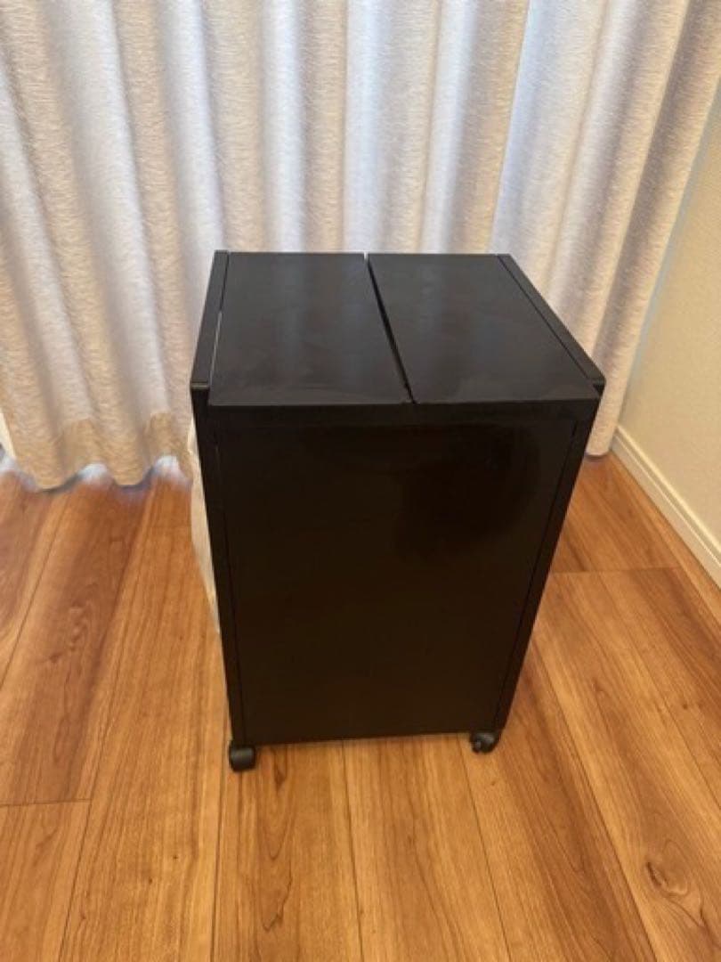 tower ゴミ箱　蓋付き 目隠し　ダストワゴン 2分別 ブラック