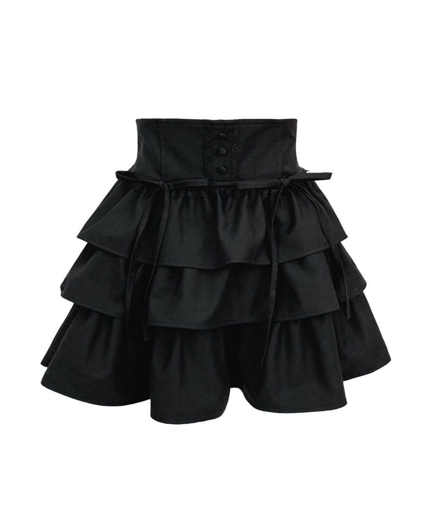 ハニーミュウ ティアードフリルスカート XS ブラック タグ付き