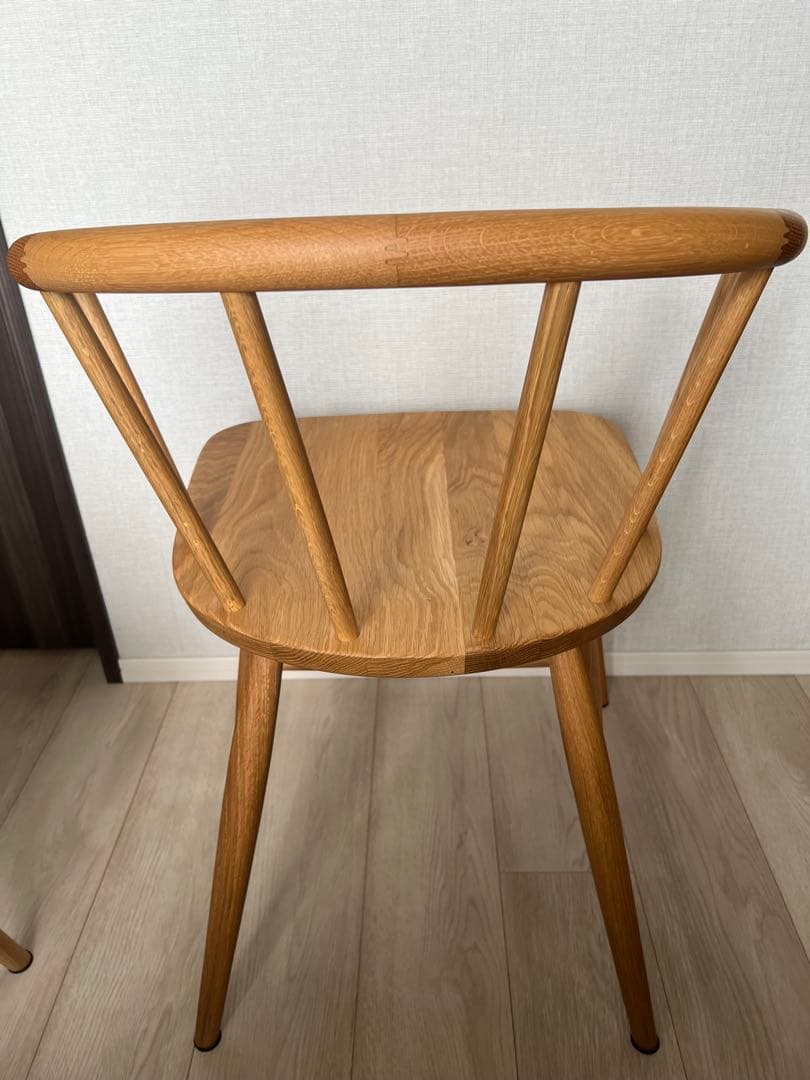 無印良品　ブナ材アームチェア　丸脚