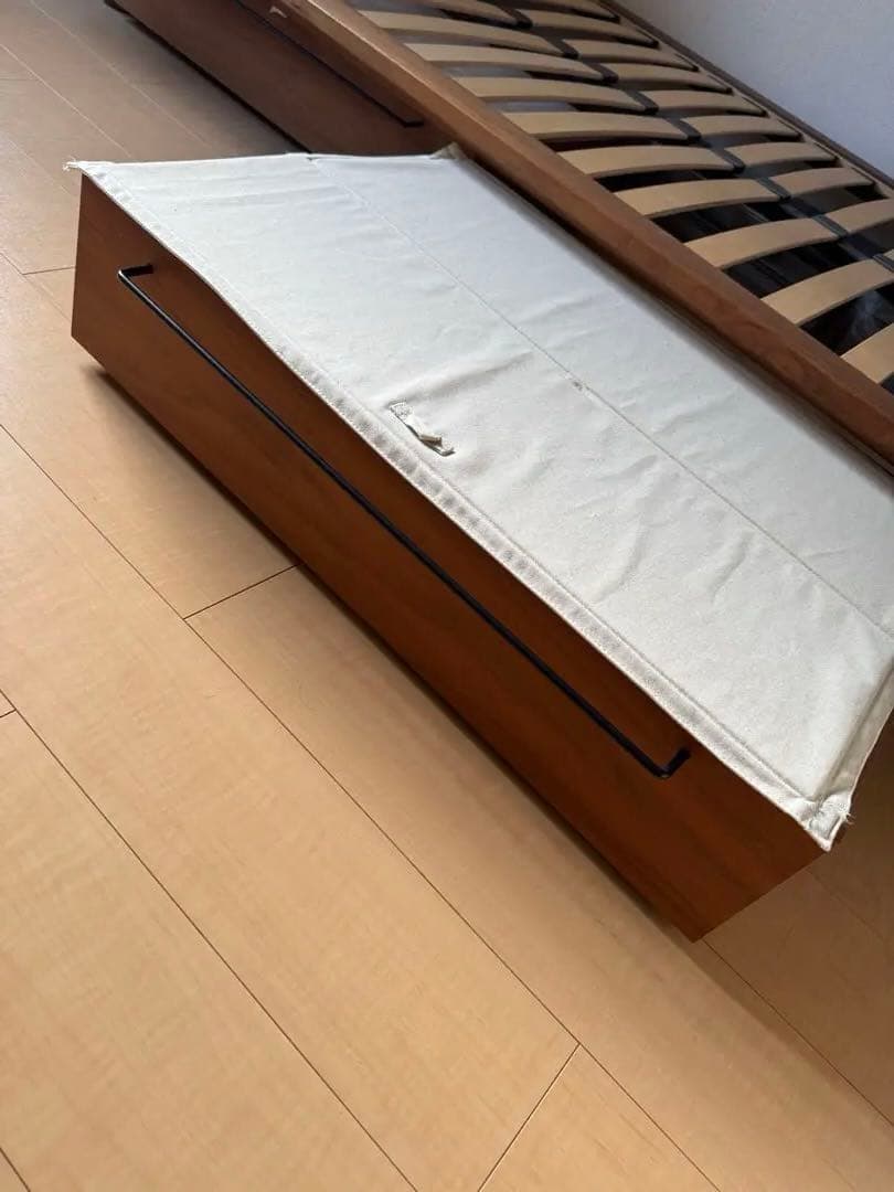 無印良品　木製セミダブルベッドフレーム ヘッドボード付き　引き取り限定