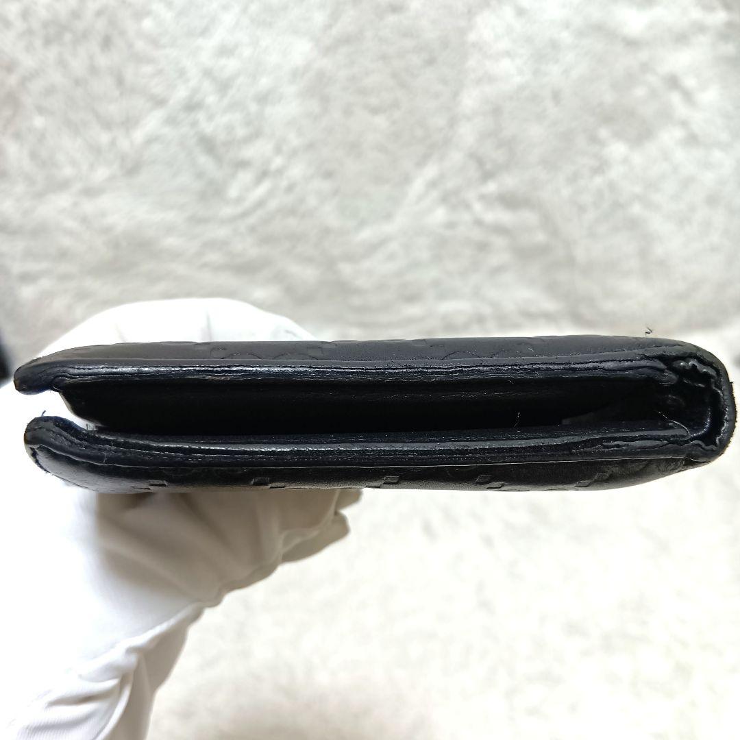 グッチ　二つ折り財布　シマレザー　インターロッキング　ブラック　正規品