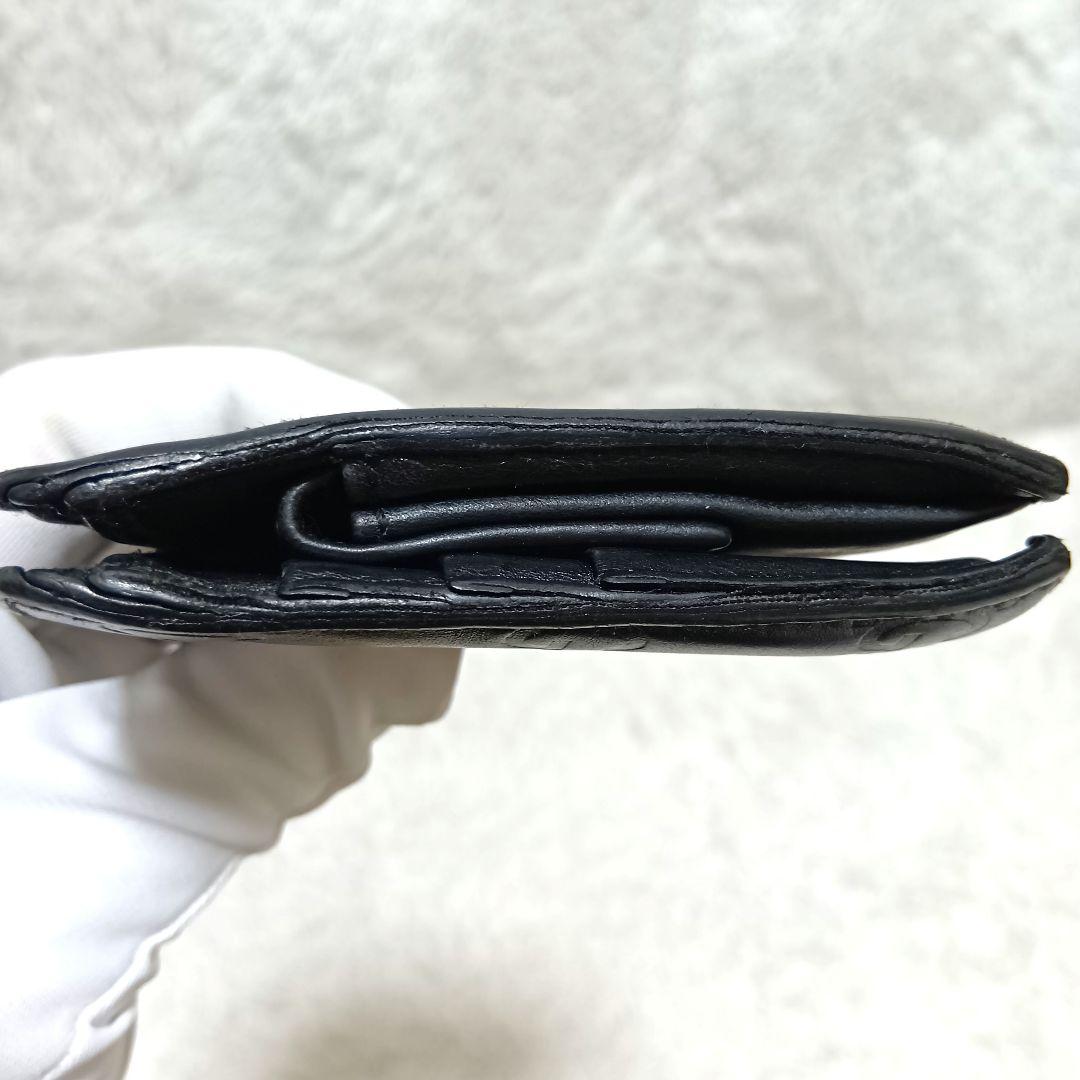 グッチ　二つ折り財布　シマレザー　インターロッキング　ブラック　正規品