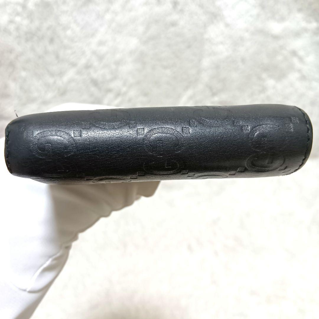 グッチ　二つ折り財布　シマレザー　インターロッキング　ブラック　正規品