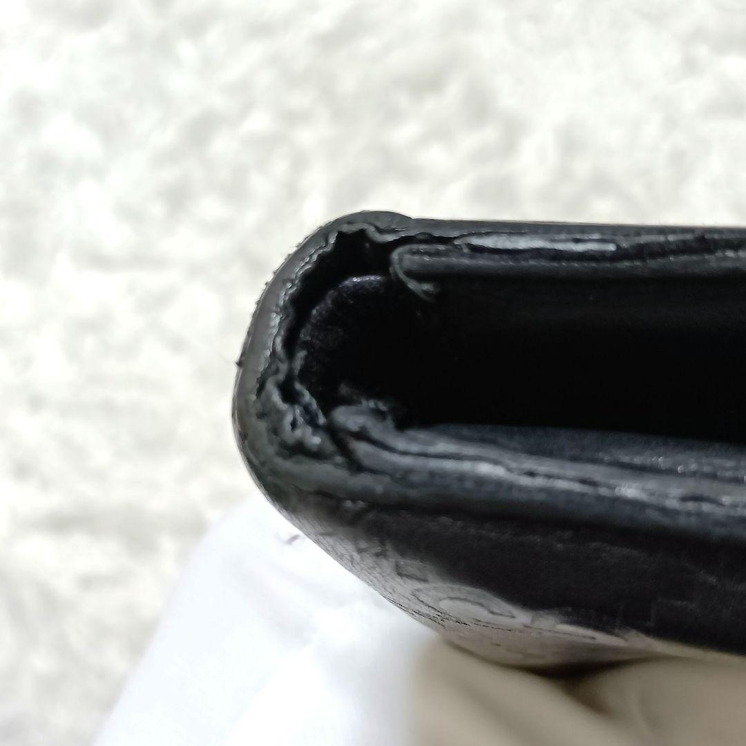 グッチ　二つ折り財布　シマレザー　インターロッキング　ブラック　正規品