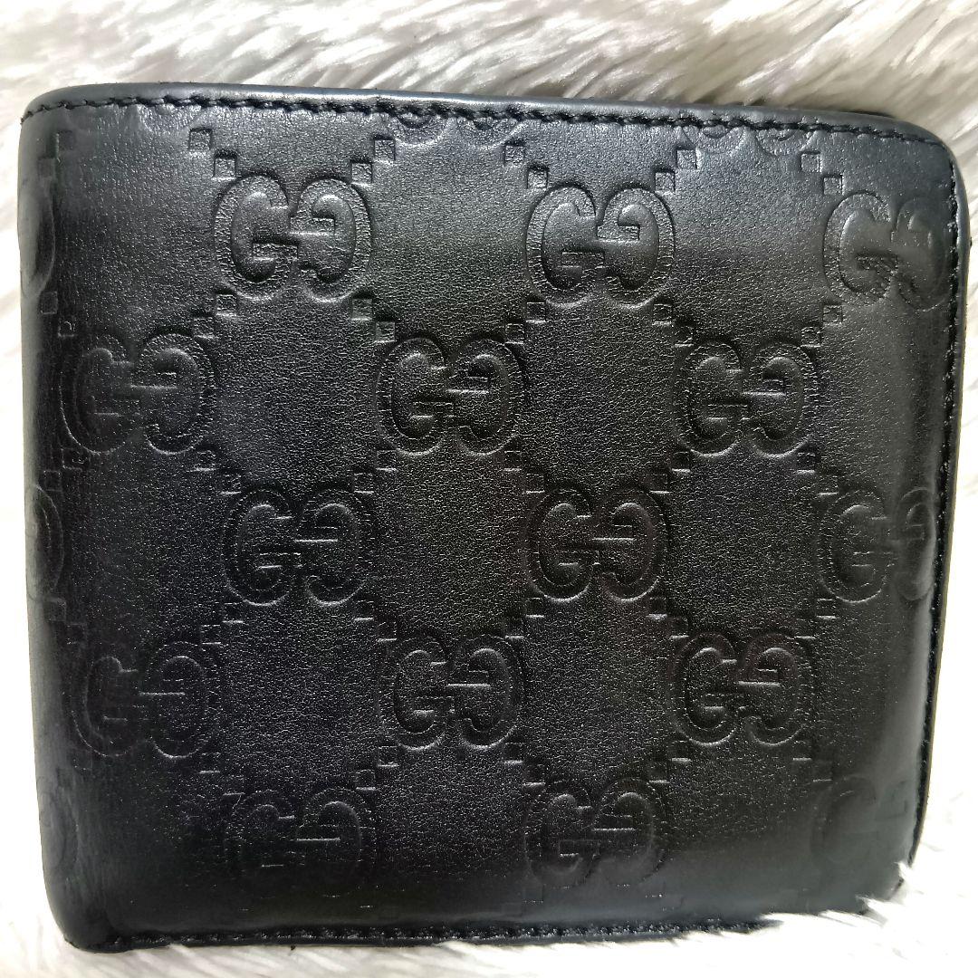 グッチ　二つ折り財布　シマレザー　インターロッキング　ブラック　正規品