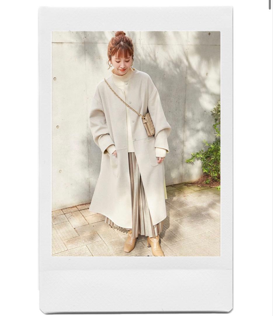 B.C STOCK リバーシブルコート　ベージュ　ノーカラーコート　アウター