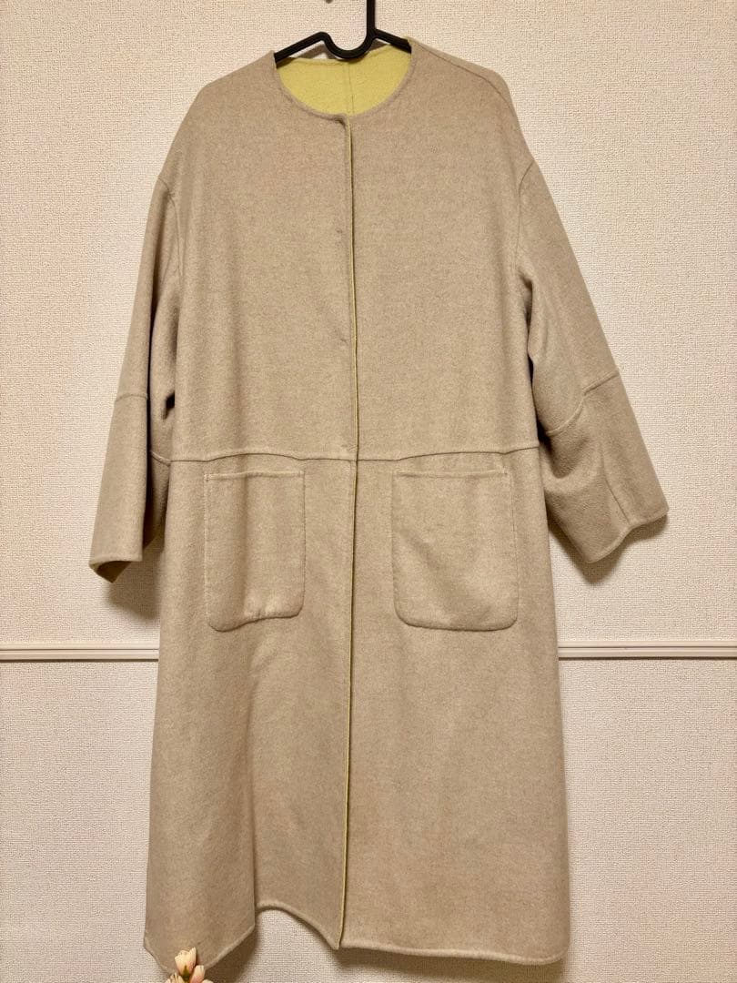 B.C STOCK リバーシブルコート　ベージュ　ノーカラーコート　アウター