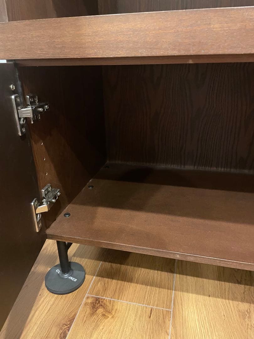 LOWYA コンセント付 食器棚 レンジ台 ブラウン