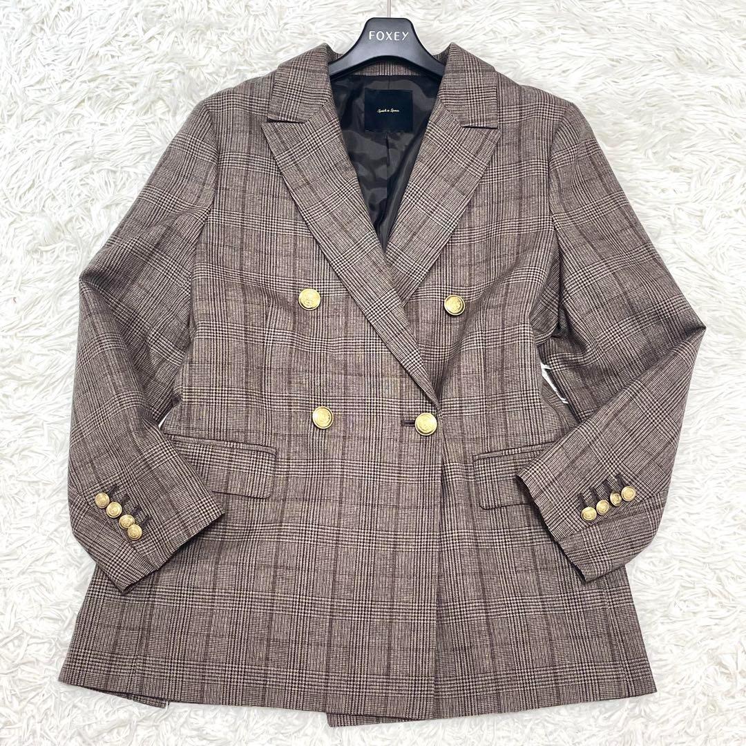 未使用級 ✨現行✨Spick&Span ウール先染め ダブルジャケット 金ボタン