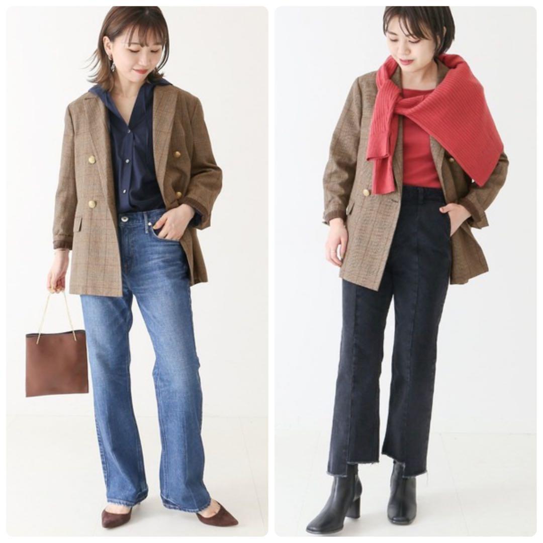 未使用級 ✨現行✨Spick&Span ウール先染め ダブルジャケット 金ボタン