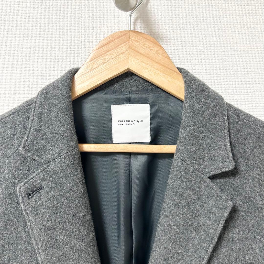 美品✨北欧 暮らしの道具店　3WAYアレンジ襟のかろやかチェスターコート　グレー