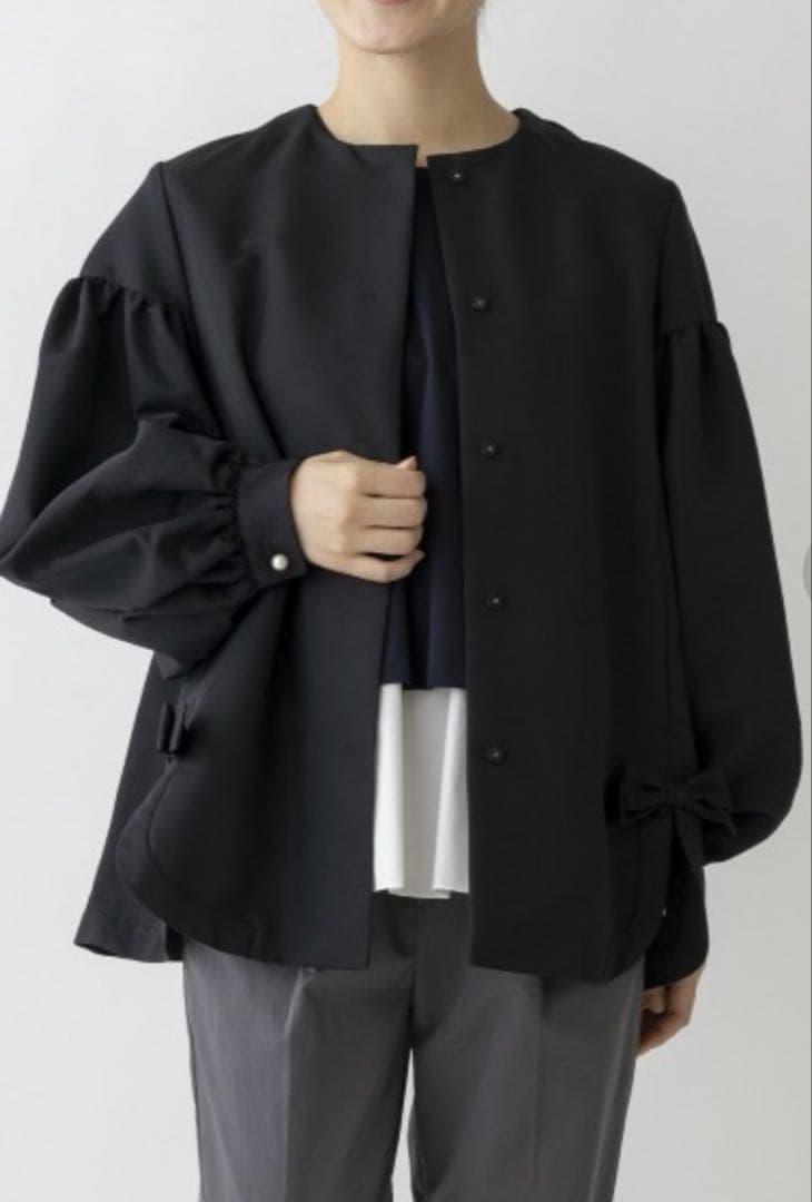 【新品タグ付き】ソーノ ドルチェリボン撥水ジャケット パール リボン ブラック