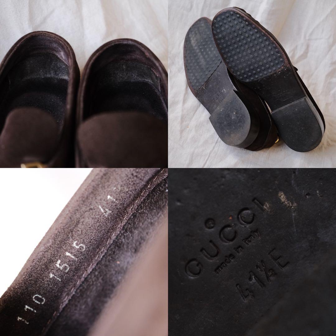 GUCCI グッチ スエードホースビットローファー 茶41.5E