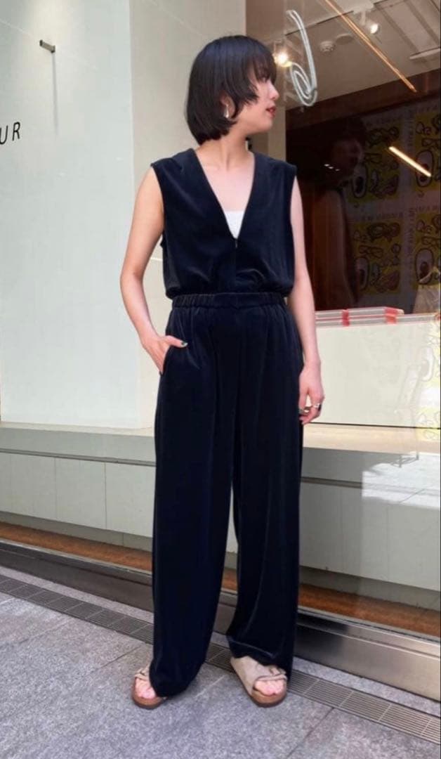 【6 （ROKU） 】ベロア Vネック オールインワン