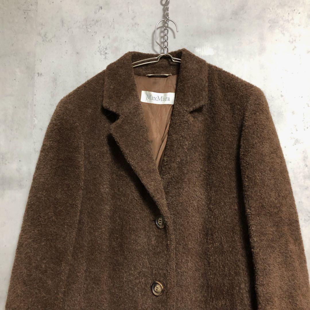Max Mara マックスマーラ アルパカ ヴァージンウール ロングコート 茶
