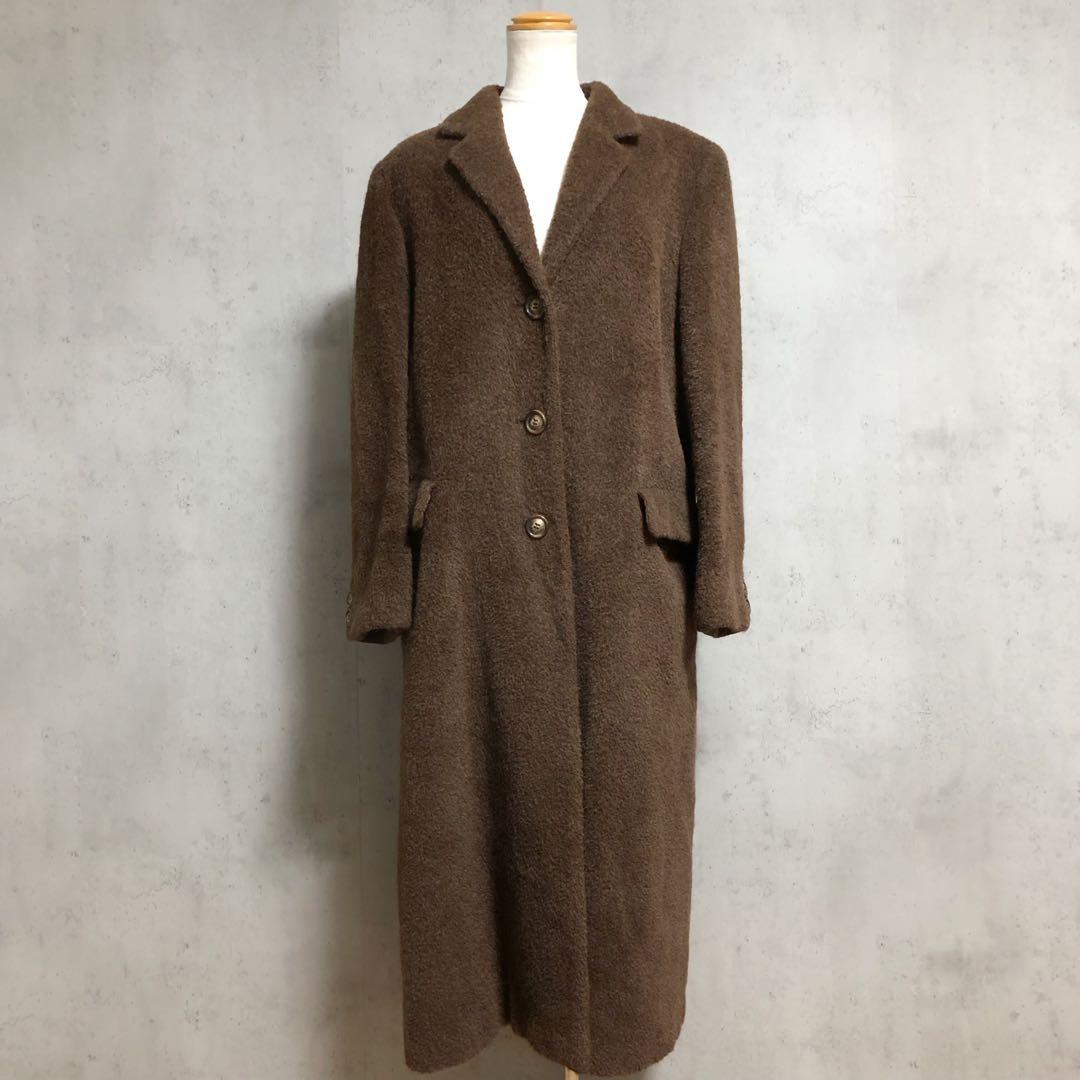 Max Mara マックスマーラ アルパカ ヴァージンウール ロングコート 茶