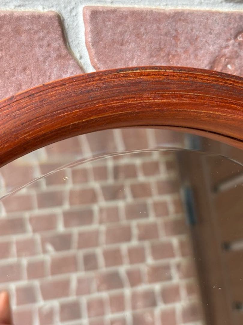 ビンテージ チーク材 ウォールミラー 壁掛けミラー 鏡姿見店舗什器北欧デンマーク