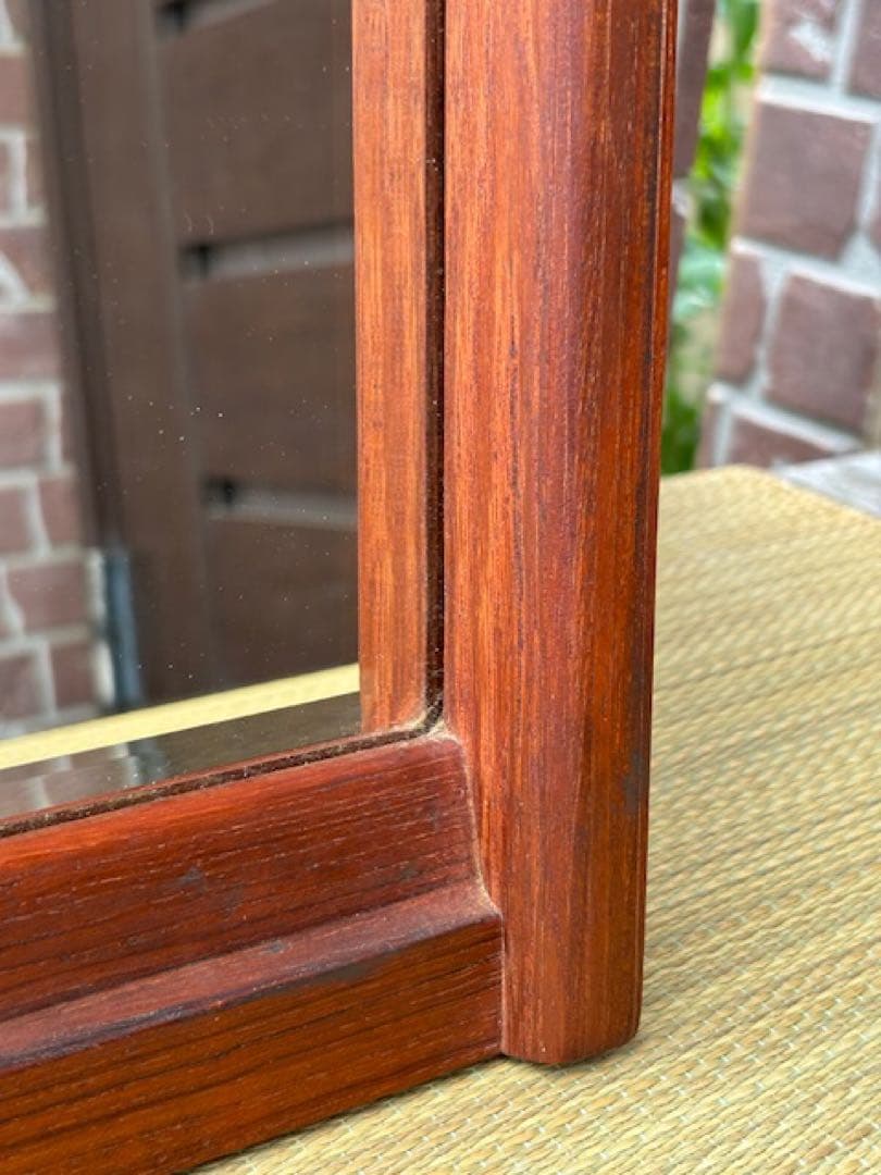 ビンテージ チーク材 ウォールミラー 壁掛けミラー 鏡姿見店舗什器北欧デンマーク
