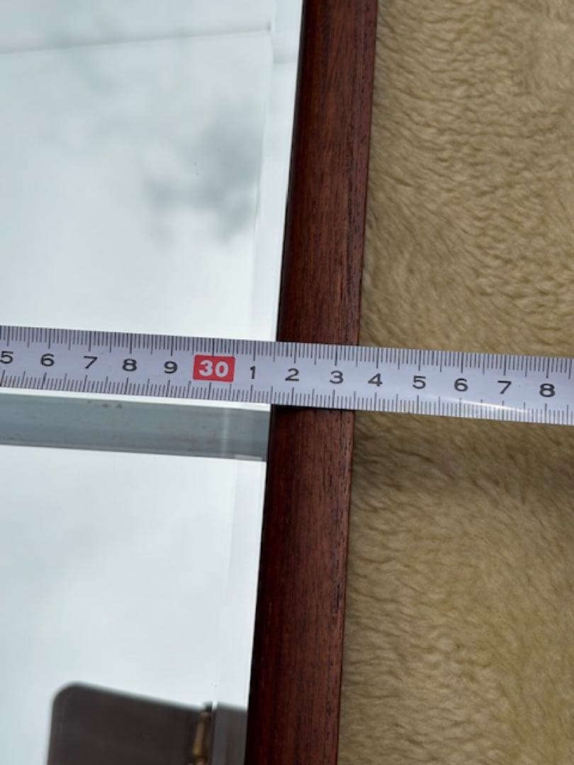 ビンテージ チーク材 ウォールミラー 壁掛けミラー 鏡姿見店舗什器北欧デンマーク