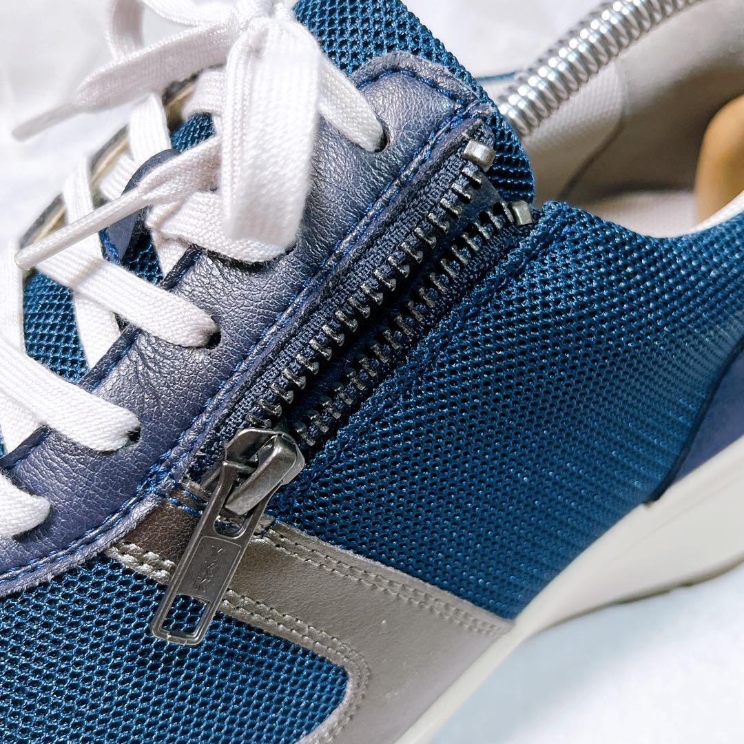 美品【アカイシ】ウォーキングスニーカー (24) アーチフィッター　サイドジップ