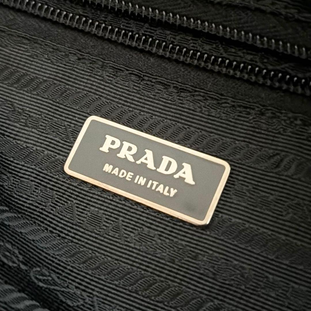 【美品✨】PRADA ボストントート　ナイロン×サフィアーノレザー　黒　三角ロゴ