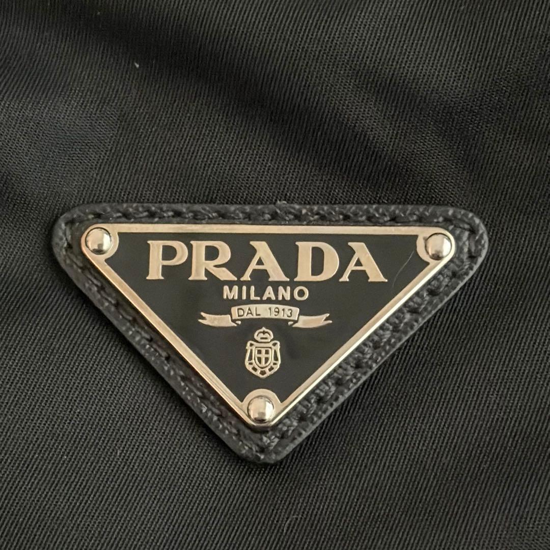 【美品✨】PRADA ボストントート　ナイロン×サフィアーノレザー　黒　三角ロゴ