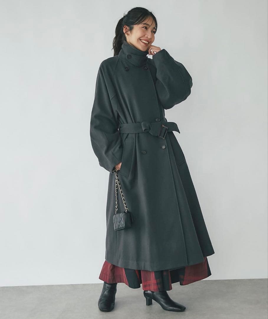 ラブティックボンボン ＊ スタンドカラー2WAYネックウールコート