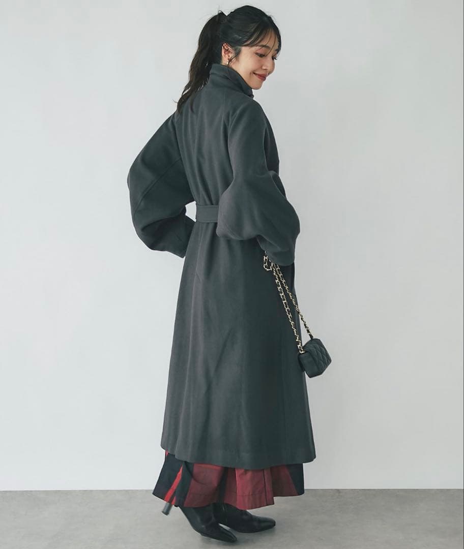 ラブティックボンボン ＊ スタンドカラー2WAYネックウールコート