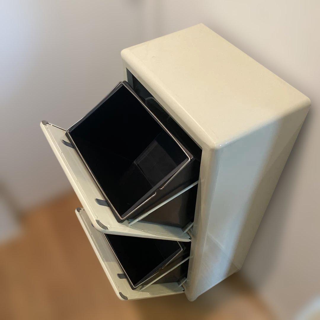 DULTON ダルトン　トラッシュカン ダブルデッカー　アイボリー　USED