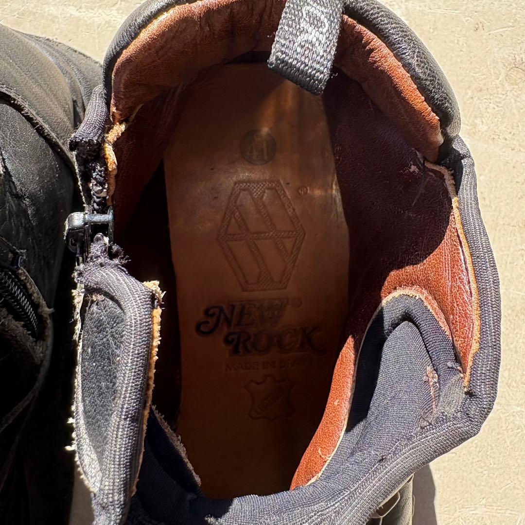 希少 NEWROCK レザー サイドジップ ブーツ 初期 ビンテージ 41