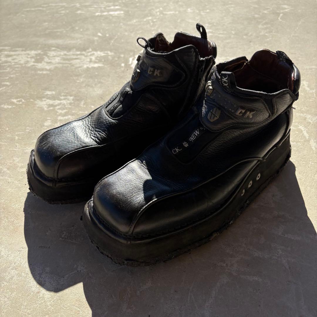 希少 NEWROCK レザー サイドジップ ブーツ 初期 ビンテージ 41