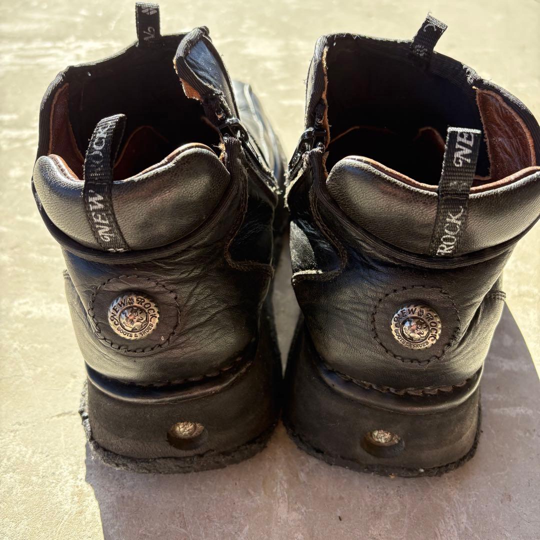 希少 NEWROCK レザー サイドジップ ブーツ 初期 ビンテージ 41