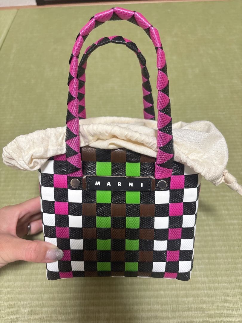 MARNI カラフルチェック かごバッグ