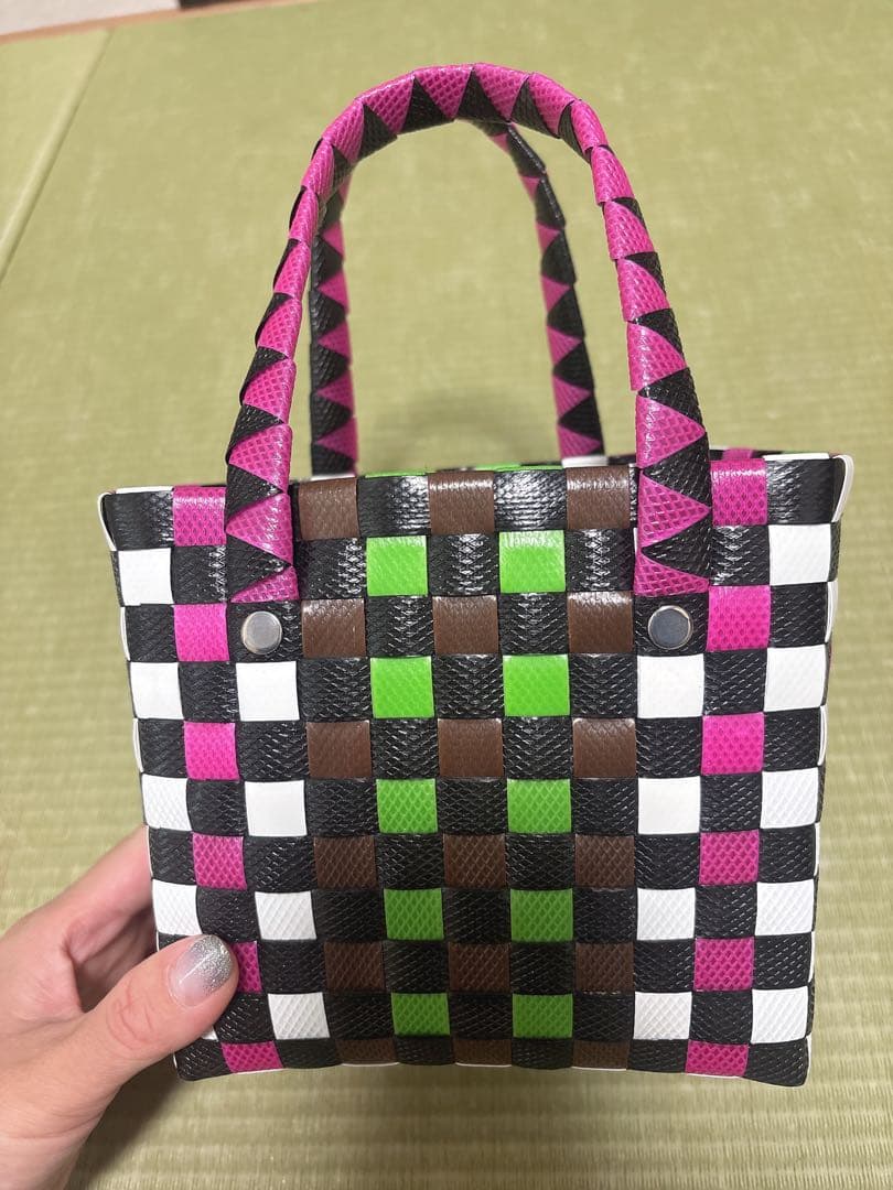 MARNI カラフルチェック かごバッグ