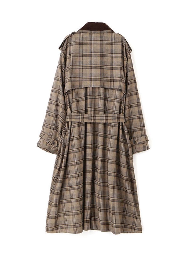 新品☆エトレトウキョウ　フードストールロングトレンチコート　チェックS