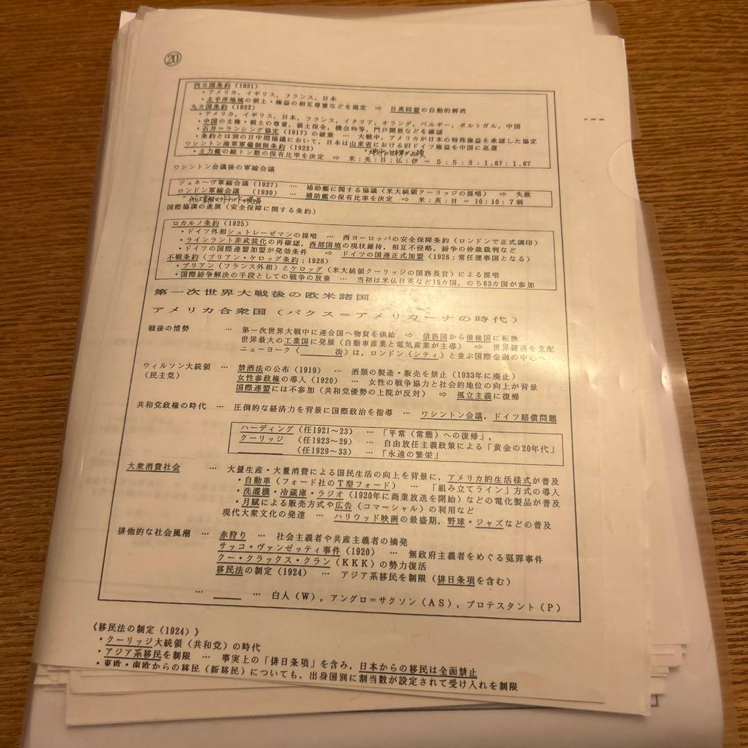 河合塾世界史科　沼田英之先生の講義ノート　早慶